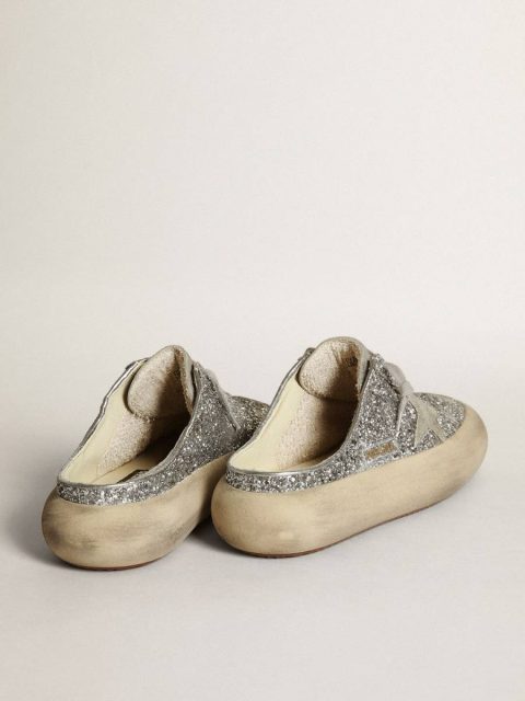 Golden Goose Space-Star Women's Space-Star Sabot In Glitter With Ice-Gray Star And Tab Women - Image 5