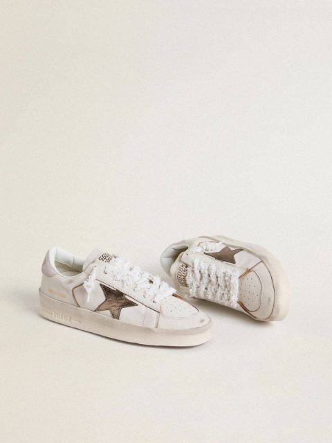 Golden Goose Stardan In Nappa Leather With Metallic Silver Leather Star And Pink Suede Heel Tab Women Stardan - Image 2