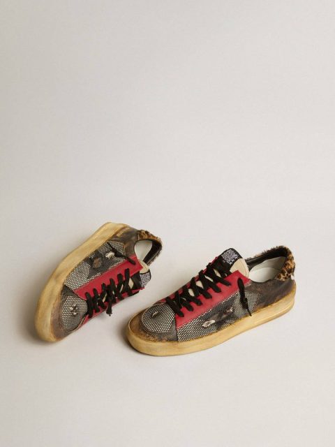 Golden Goose Stardan Men Men's Stardan Lab In Mesh With Black Leather Inserts And Leopard Heel Tab - Image 2