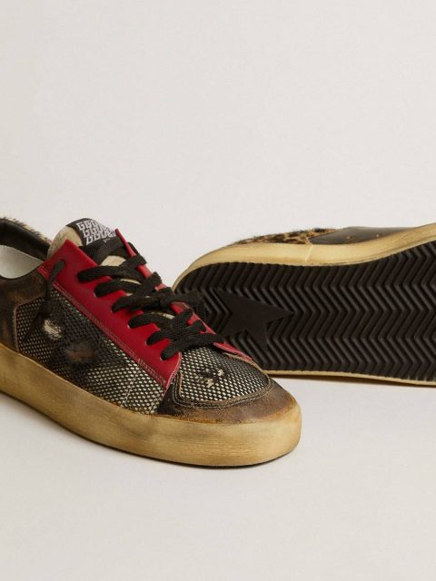 Golden Goose Stardan Men Men's Stardan Lab In Mesh With Black Leather Inserts And Leopard Heel Tab - Image 3