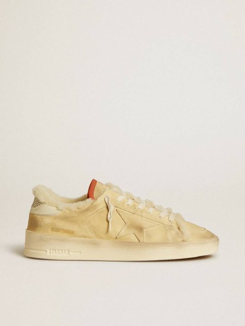Golden Goose Stardan Men Stardan In Beige Suede With Leather Heel Tab And Shearling Lining