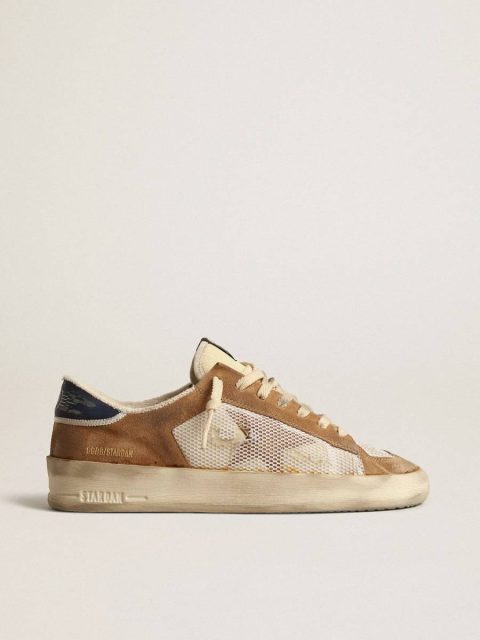 Golden Goose Stardan Stardan In Beige Nylon And Mesh With Tobacco Suede Inserts Men
