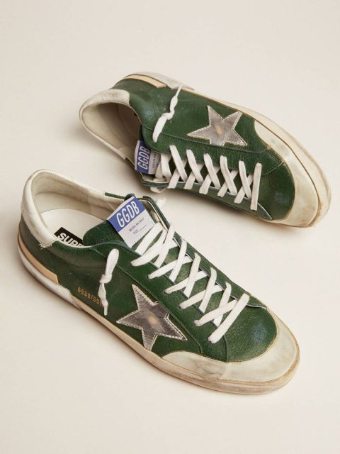 Golden Goose Super-Star Green Men Men's Super-Star In Green Leather And Multifoxing - Image 2