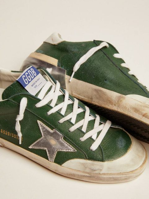Golden Goose Super-Star Green Men Men's Super-Star In Green Leather And Multifoxing - Image 3