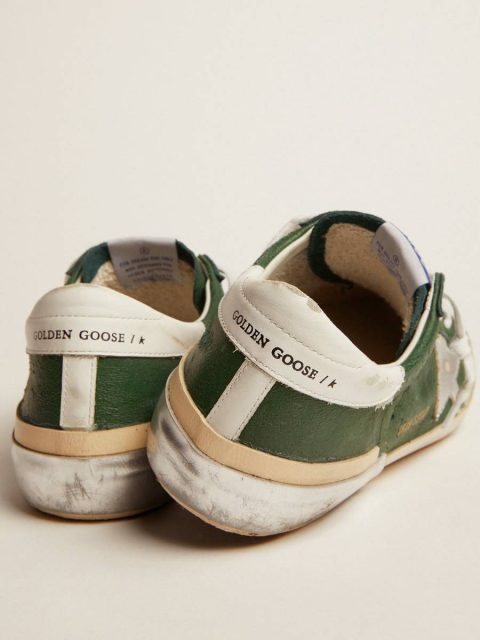 Golden Goose Super-Star Green Men Men's Super-Star In Green Leather And Multifoxing - Image 4