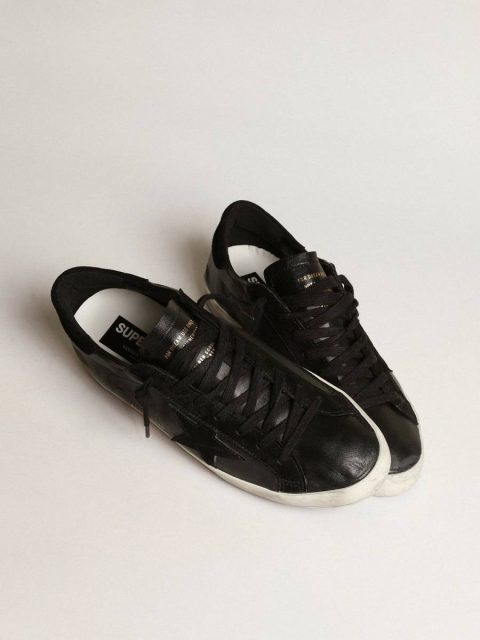 Golden Goose Super-Star Men Men's Super-Star In Black Nappa With Black Suede Star And Heel Tab - Image 2