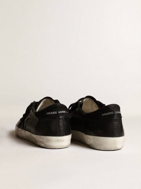 Golden Goose Super-Star Men Men's Super-Star In Black Nappa With Black Suede Star And Heel Tab - Image 5