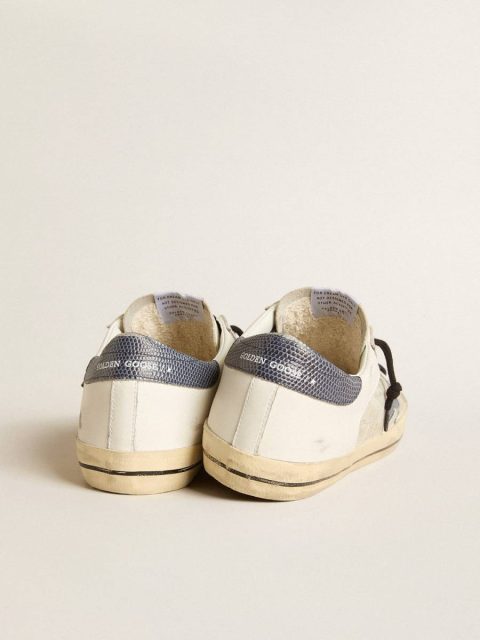Golden Goose Super-Star Men's Super-Star In Leather And Suede With Blue Lizard-Print Leather Star Men - Image 5