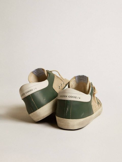 Golden Goose Super-Star Men's Super-Star Ltd In Cream Mesh And Green Nappa With Nappa Star Men - Image 5