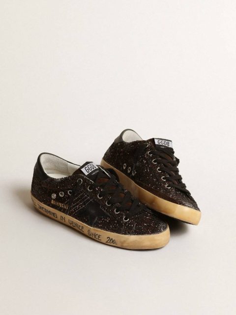 Golden Goose Super-Star Super-Star In Brown Glitter With Black Leather Star And Heel Tab Women - Image 2