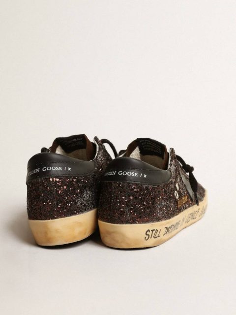 Golden Goose Super-Star Super-Star In Brown Glitter With Black Leather Star And Heel Tab Women - Image 4