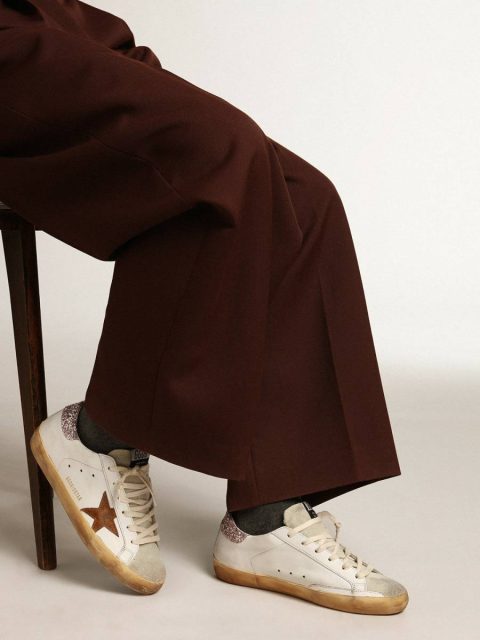 Golden Goose Super-Star Super-Star With A Tan Star And Pink Glitter Heel Tab White Women - Image 3