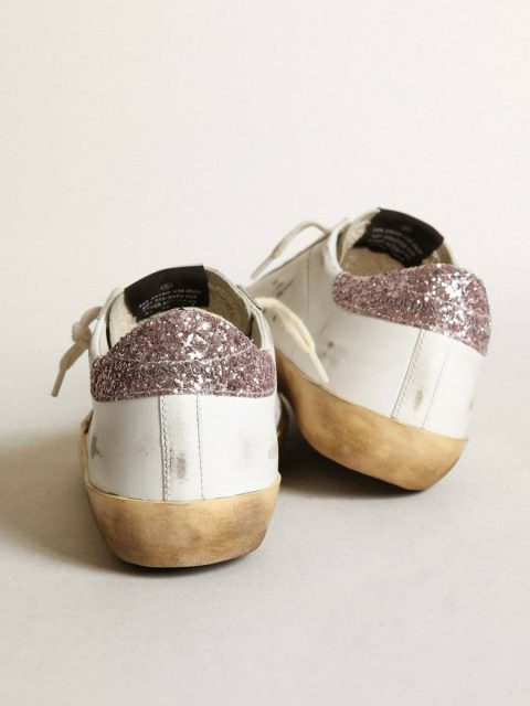 Golden Goose Super-Star Super-Star With A Tan Star And Pink Glitter Heel Tab White Women - Image 5