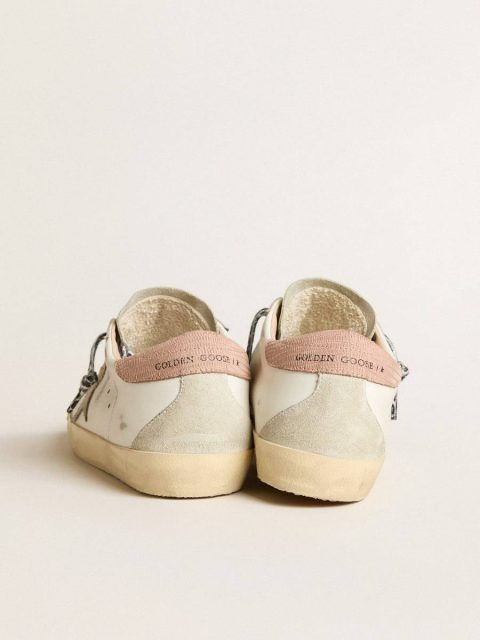 Golden Goose Super-Star Women White Super-Star With Ice-Gray Star And Pink Lizard-Print Heel Tab - Image 5