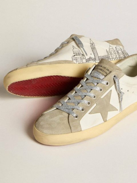 Golden Goose Super-Star Women Women’s Super-Star In Nappa With Ice-Gray Suede Star And Black Embroidery