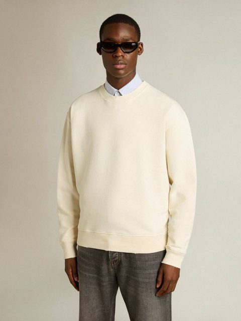 Golden Goose Sweatshirt In Aged White With Reverse Logo On The Back - Jersey Capsule Aged White Women Sweatshirts - Image 2