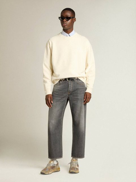 Golden Goose Sweatshirt In Aged White With Reverse Logo On The Back - Jersey Capsule Aged White Women Sweatshirts - Image 4