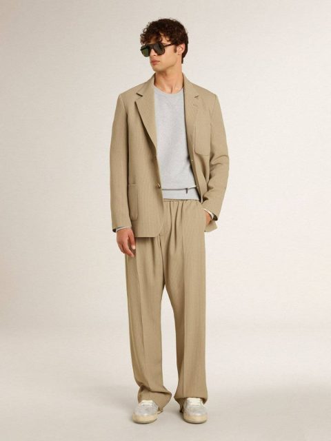 Golden Goose Sweatshirts Men’s Gray Round Neck Sweatshirt With Contrast Stitching Gray Men - Image 3