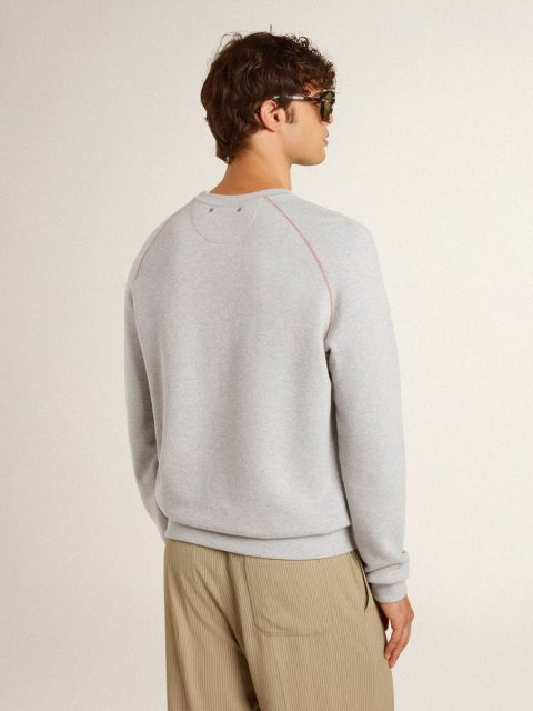 Golden Goose Sweatshirts Men’s Gray Round Neck Sweatshirt With Contrast Stitching Gray Men - Image 4