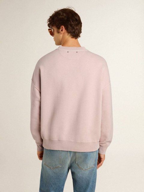 Golden Goose Sweatshirts Old Rose Women Old Rose Unisex Round Neck Sweatshirt With Green Logo Print - Image 4