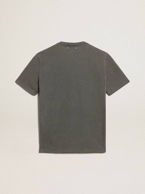 Golden Goose T-Shirts & Polo Shirts Anthracite Gray Men Men's Anthracite Gray T-Shirt With Distressed Treatment - Image 5