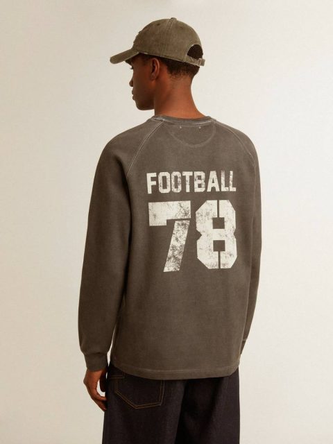 Golden Goose T-Shirts & Polo Shirts Men Anthracite Gray Men's Long-Sleeved T-Shirt In Anthracite Gray Cotton With Logo On The Back - Image 5