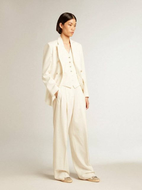 Golden Goose T-Shirts & Tops Aged White Women's Aged White V-Neck Gilet Women - Image 3