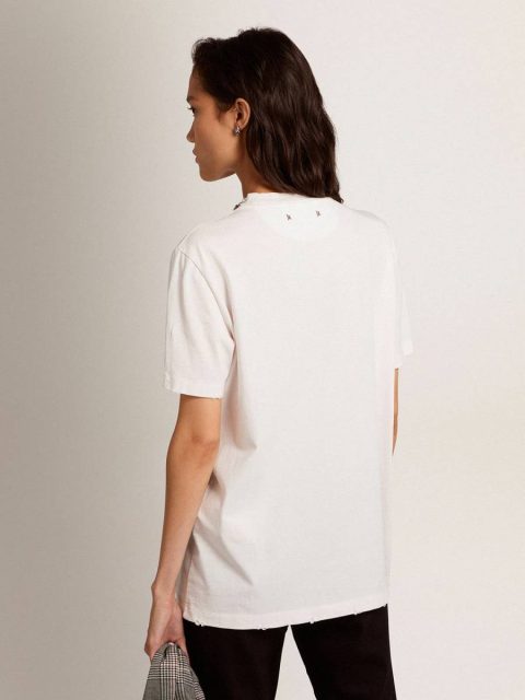 Golden Goose T-Shirts & Tops Women's White T-Shirt With Cabochon Crystals Women White - Image 3