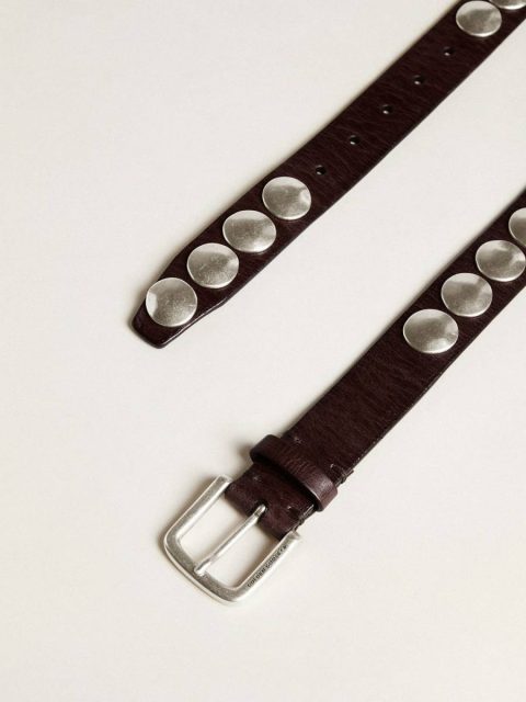 Golden Goose Trinidad Belt In Dark Brown Leather With Silver Maxi Studs Dark Brown Men Belts - Image 2
