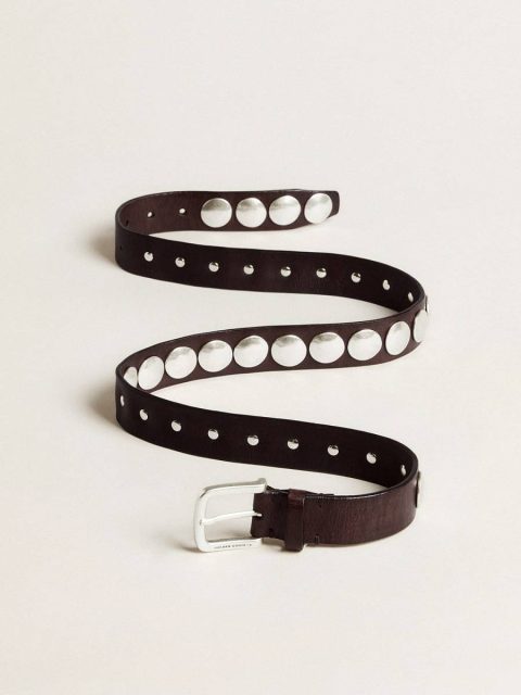 Golden Goose Trinidad Belt In Dark Brown Leather With Silver Maxi Studs Dark Brown Men Belts - Image 3