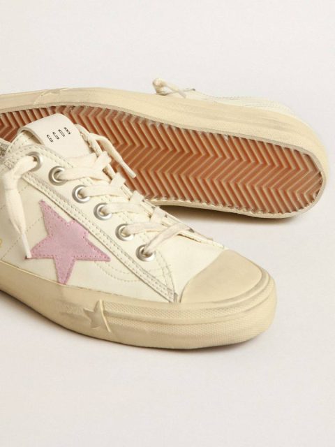 Golden Goose V-Star In Beige Nappa Leather With Old-Rose Suede Star Women V-Star - Image 3