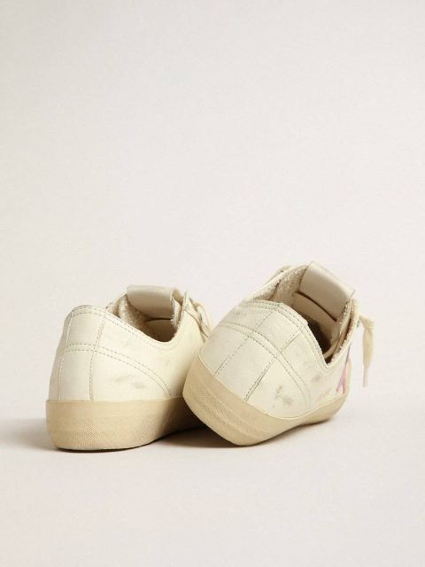 Golden Goose V-Star In Beige Nappa Leather With Old-Rose Suede Star Women V-Star - Image 4