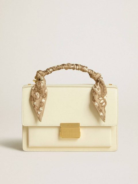 Golden Goose Venezia Bag In Butter-Colored Boarded Leather With Silk Scarf Crossbody Bags Women Butter