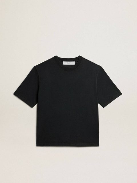 Golden Goose Washed Black T-Shirts & Tops Women T-Shirt In Washed Black With Reverse Logo On The Back - Jersey Capsule