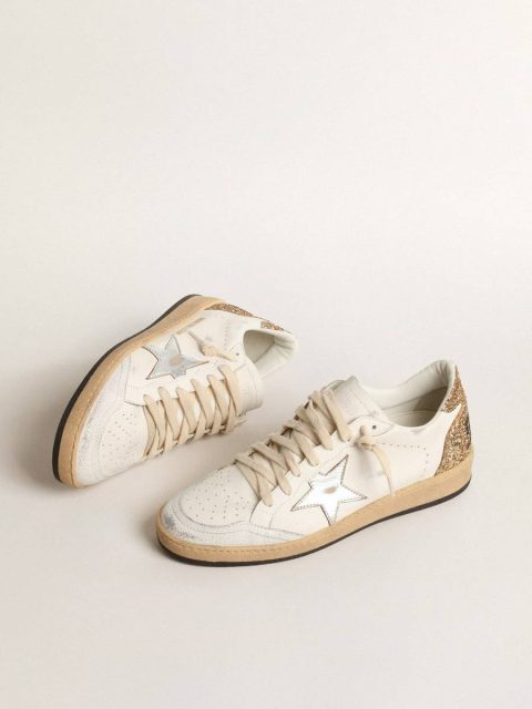 Golden Goose White Ball Star Ball Star With Metallic Leather Star And Glitter Heel Tab Women - Image 2