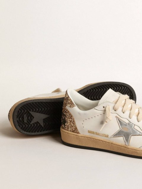 Golden Goose White Ball Star Ball Star With Metallic Leather Star And Glitter Heel Tab Women - Image 4