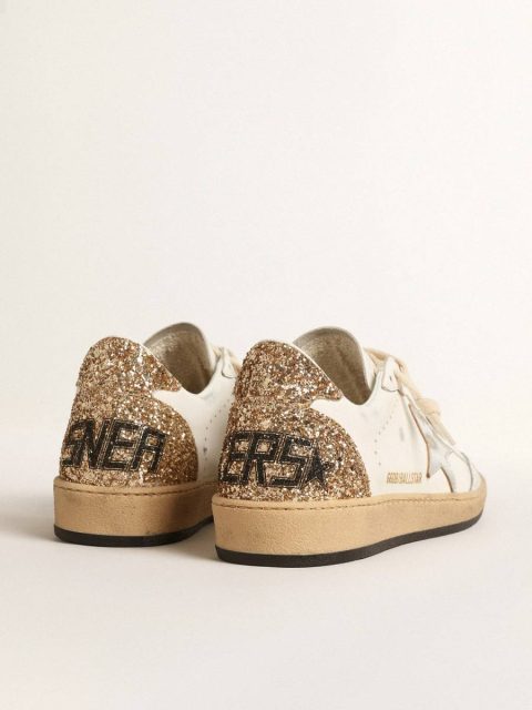Golden Goose White Ball Star Ball Star With Metallic Leather Star And Glitter Heel Tab Women - Image 5
