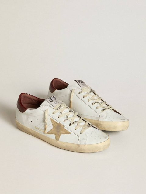 Golden Goose White Super-Star Men Men's Super-Star With Sand Suede Star And Red Croc-Print Leather Heel Tab - Image 2