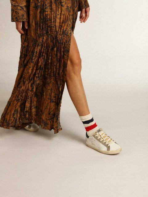 Golden Goose White Super-Star Women's Super-Star With Perforated Star And Midnight Blue Heel Tab Women - Image 3