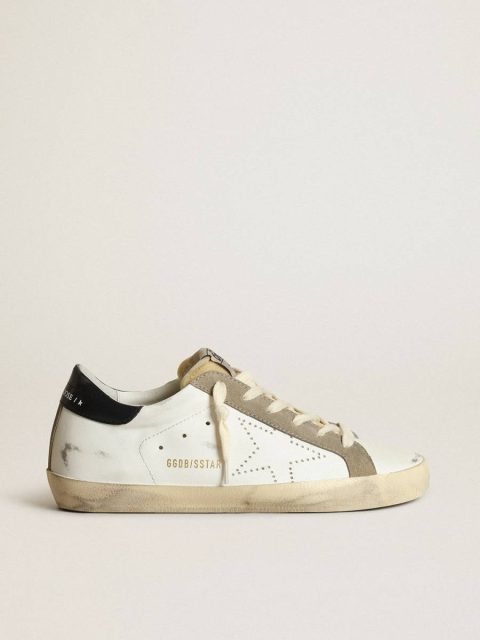 Golden Goose White Super-Star Women's Super-Star With Perforated Star And Midnight Blue Heel Tab Women