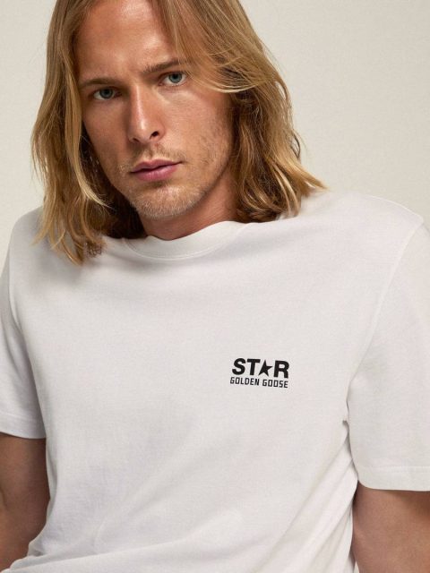 Golden Goose White White Star Collection T-Shirt With Contrasting Black Logo And Star Men T-Shirts & Polo Shirts - Image 2