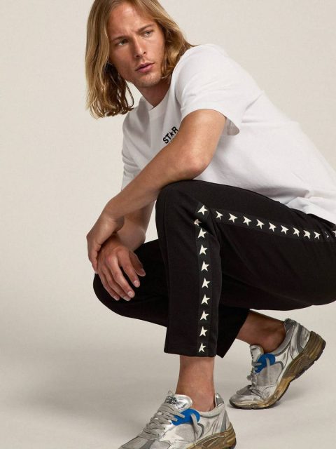 Golden Goose White White Star Collection T-Shirt With Contrasting Black Logo And Star Men T-Shirts & Polo Shirts - Image 4