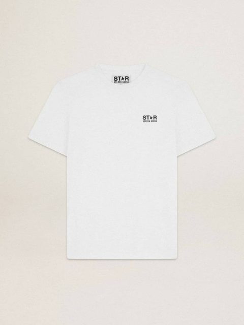 Golden Goose White White Star Collection T-Shirt With Contrasting Black Logo And Star Men T-Shirts & Polo Shirts