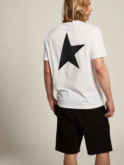 Golden Goose White White Star Collection T-Shirt With Contrasting Black Logo And Star Men T-Shirts & Polo Shirts - Image 5