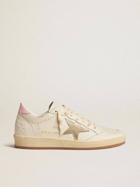 Golden Goose White Women Women's Ball Star With Gold Foiled Leather Star And Pink Leather Heel Tab Ball Star