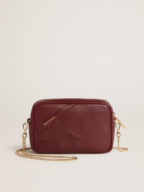 Golden Goose Wine Red Crossbody Bags Mini Star Bag In Wine-Red Leather With Tone-On-Tone Star Women