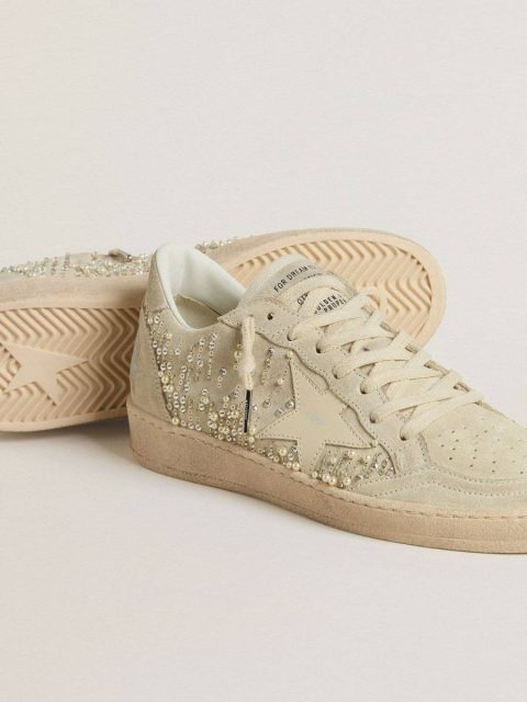 Golden Goose Women Ball Star Ball Star In Suede With Swarovski Crystals And Pearls And Leather Star - Image 3