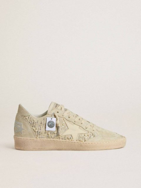 Golden Goose Women Ball Star Ball Star In Suede With Swarovski Crystals And Pearls And Leather Star