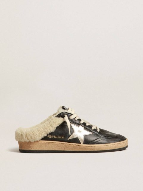 Golden Goose Women Ball Star Sabots In Nappa With Platinum Star And Shearling Lining Ball Star