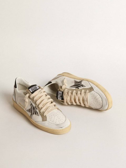 Golden Goose Women Ball Star White Ball Star Ltd With Zebra-Print Star And Metallic Leather Insert - Image 2